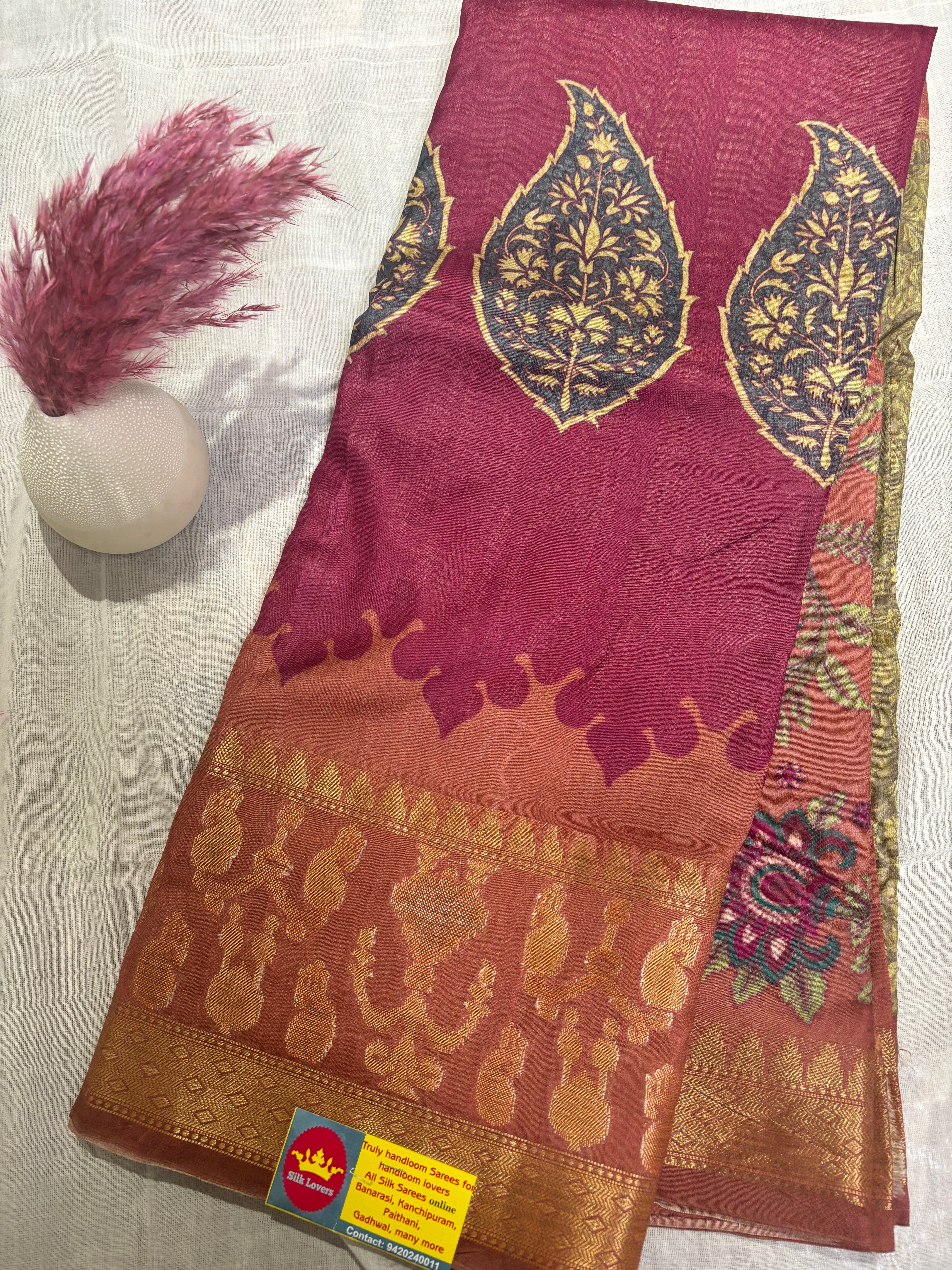Pure munga silk digital printed saree