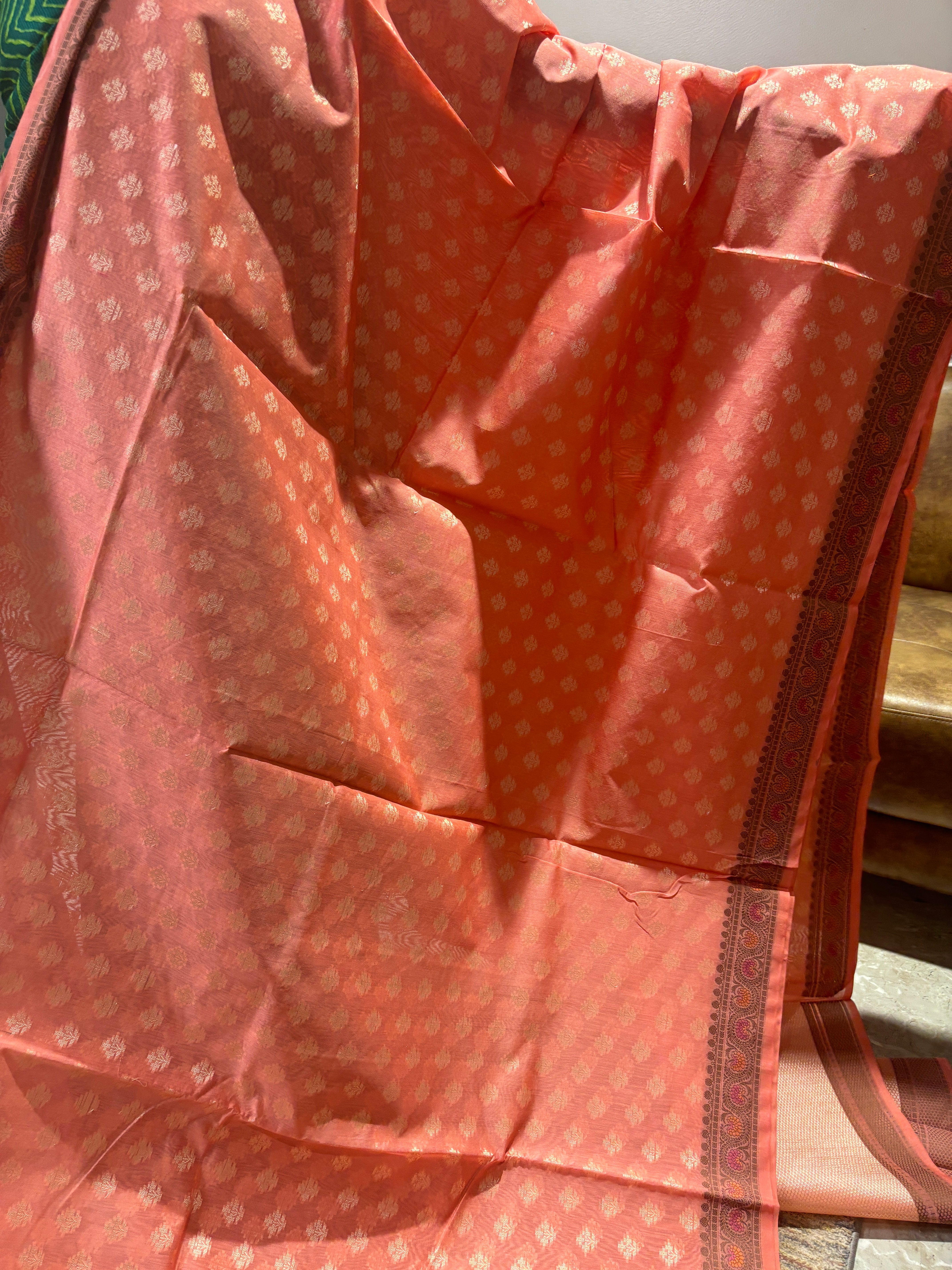 Pink and pink Banarasi mercerised cotton sarees.