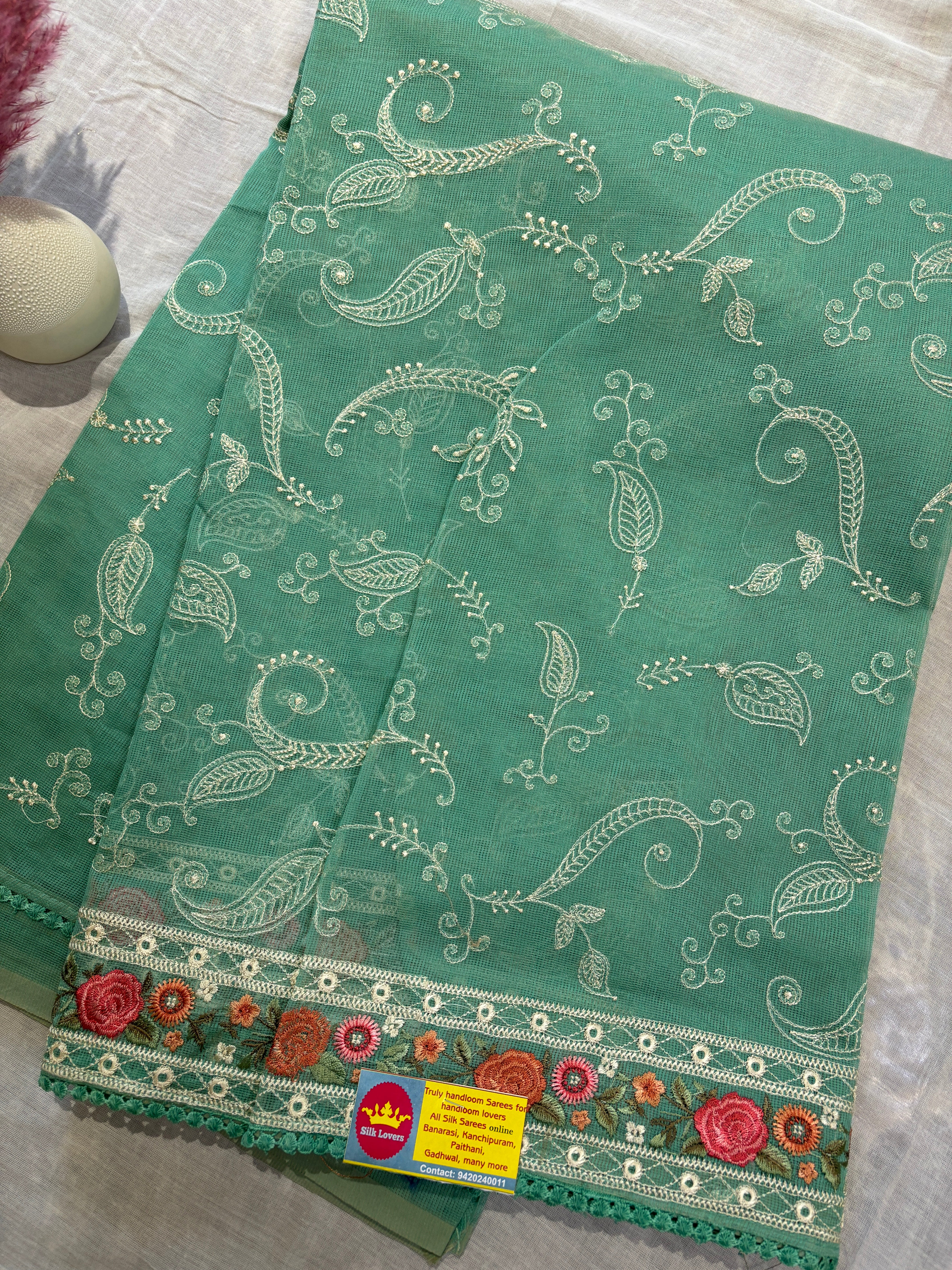 Sea blue Supernet saree
