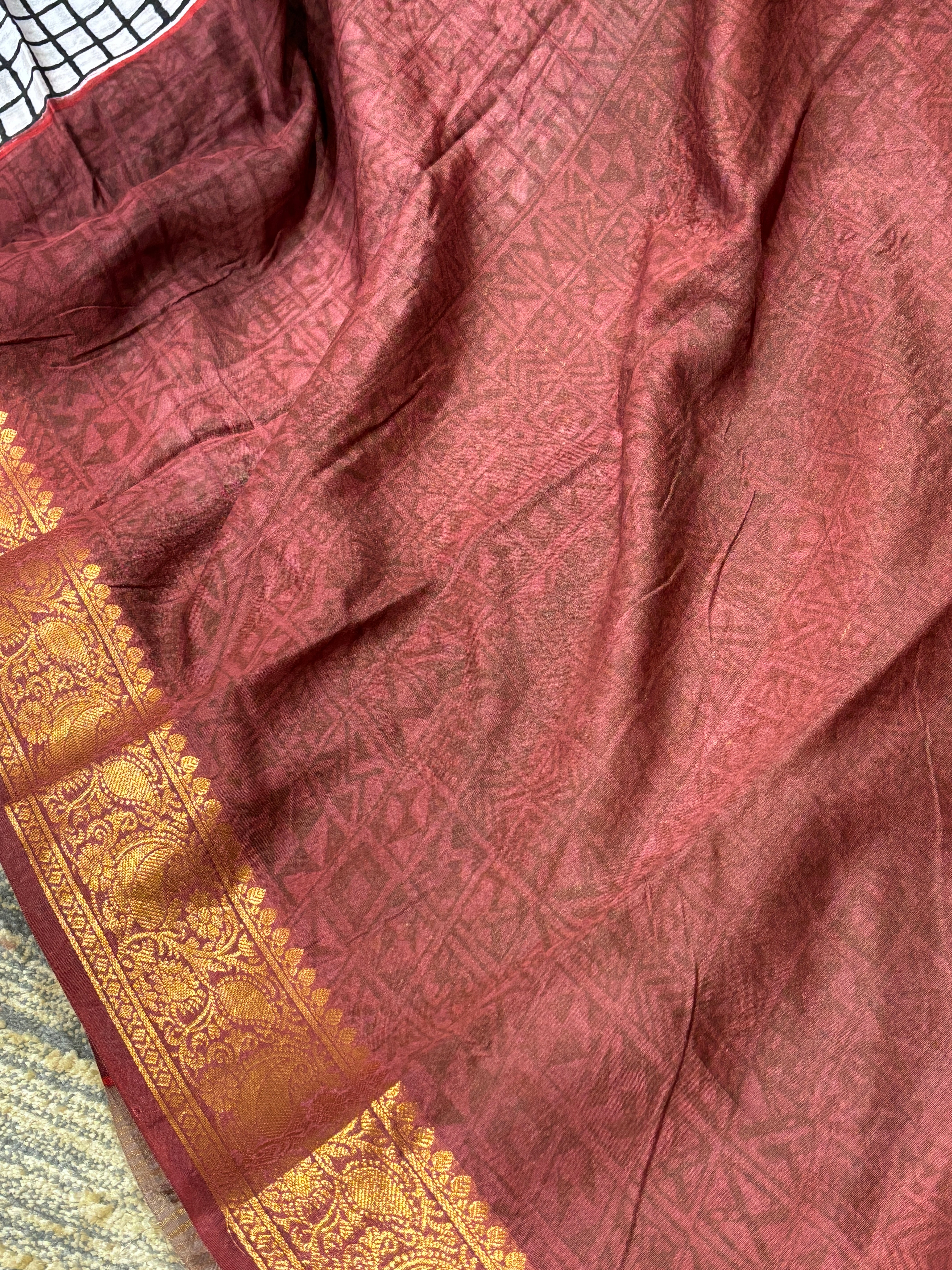 Checked cotton saree