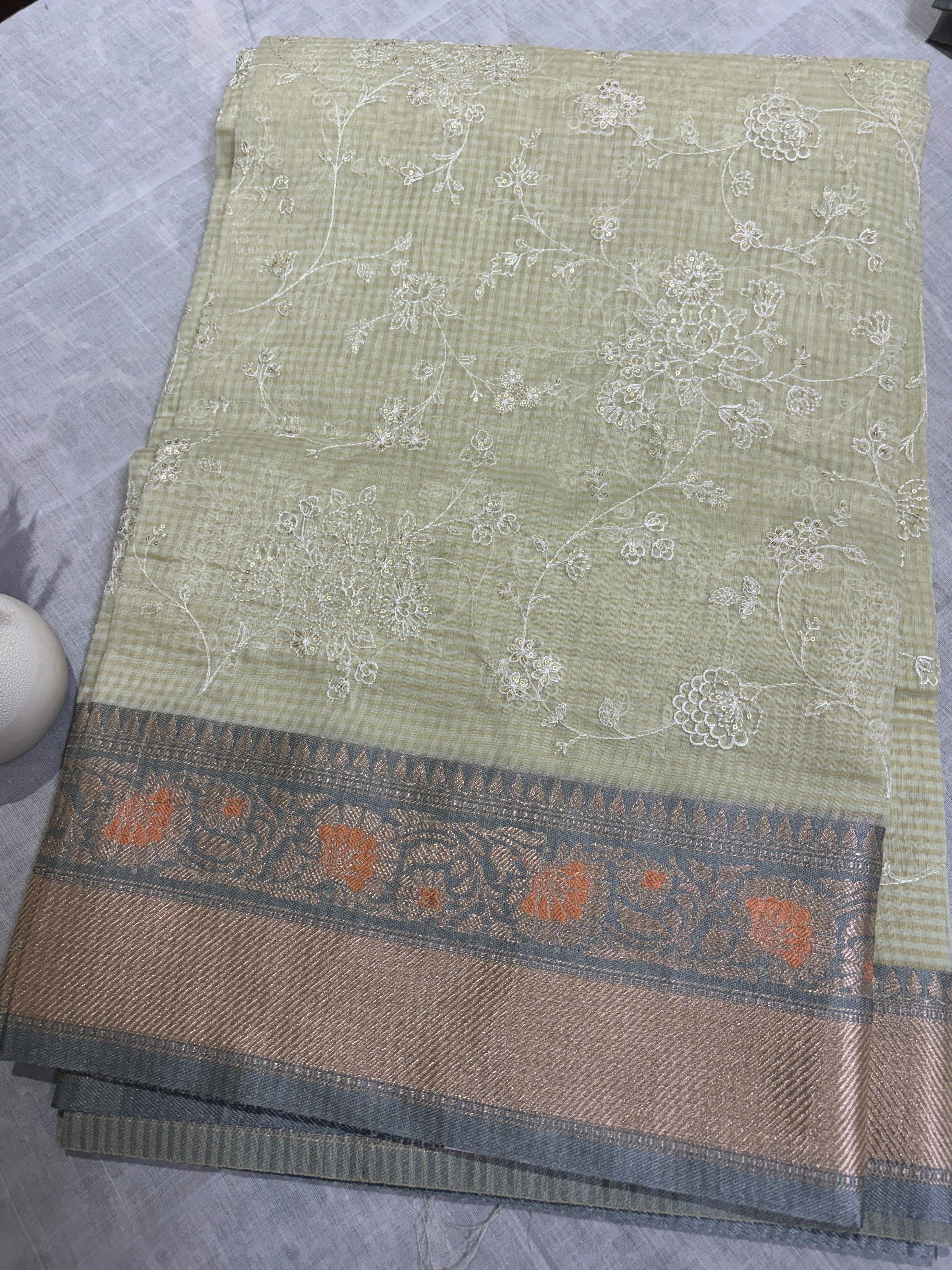 Kota cotton embroidery with Resham border