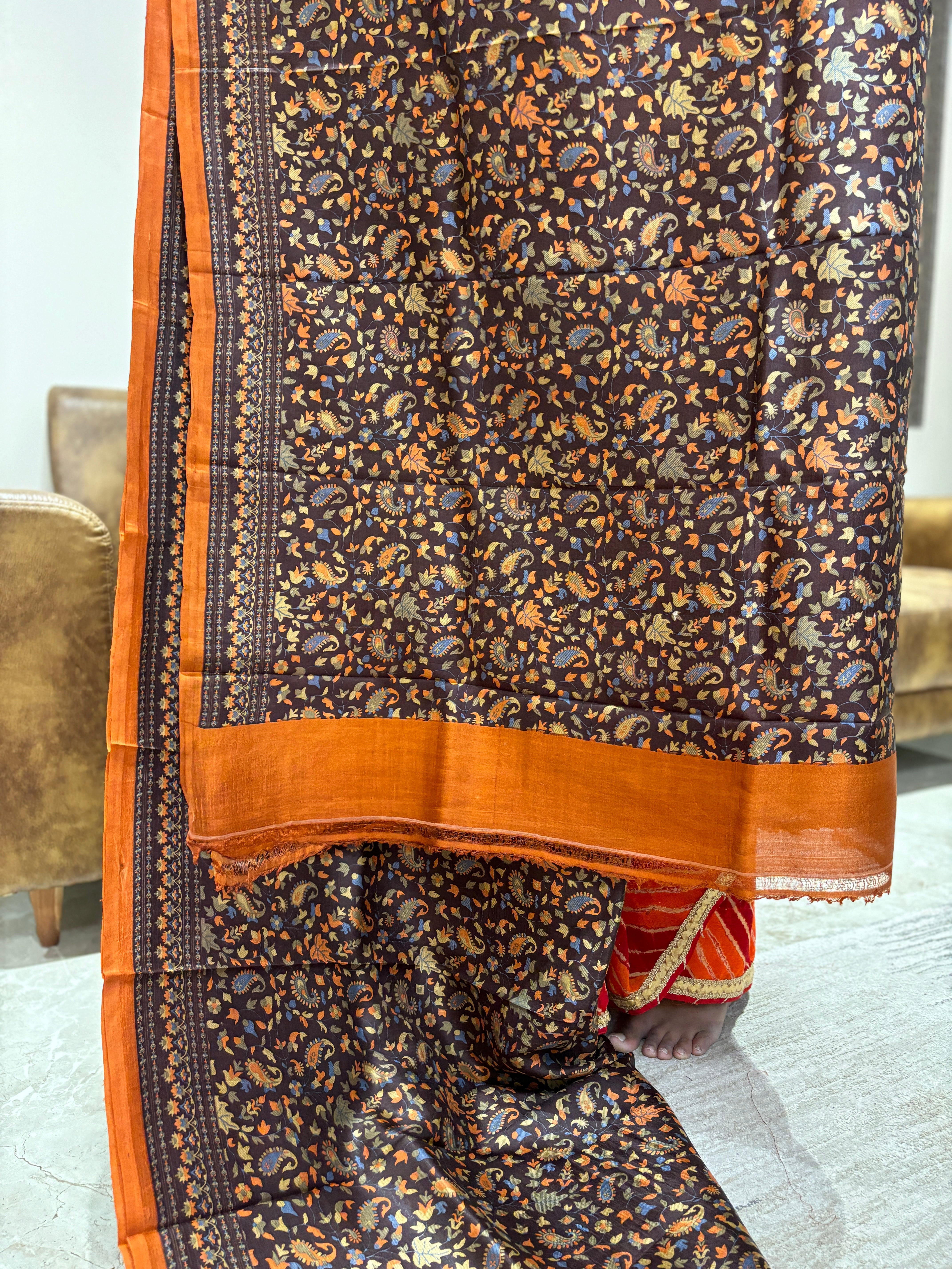 Pure  Tusser silk printed sarees