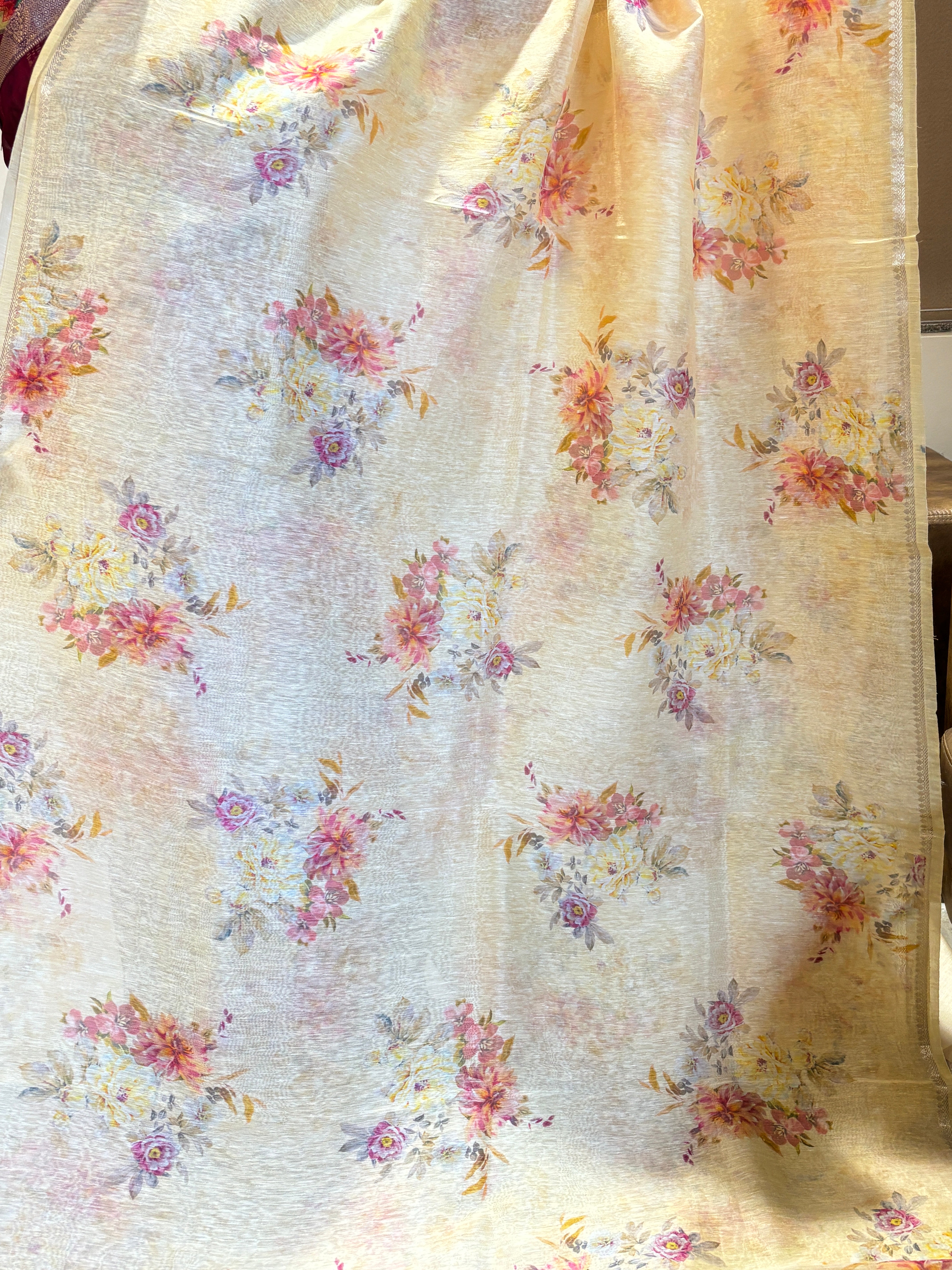 Pure linen silk saree