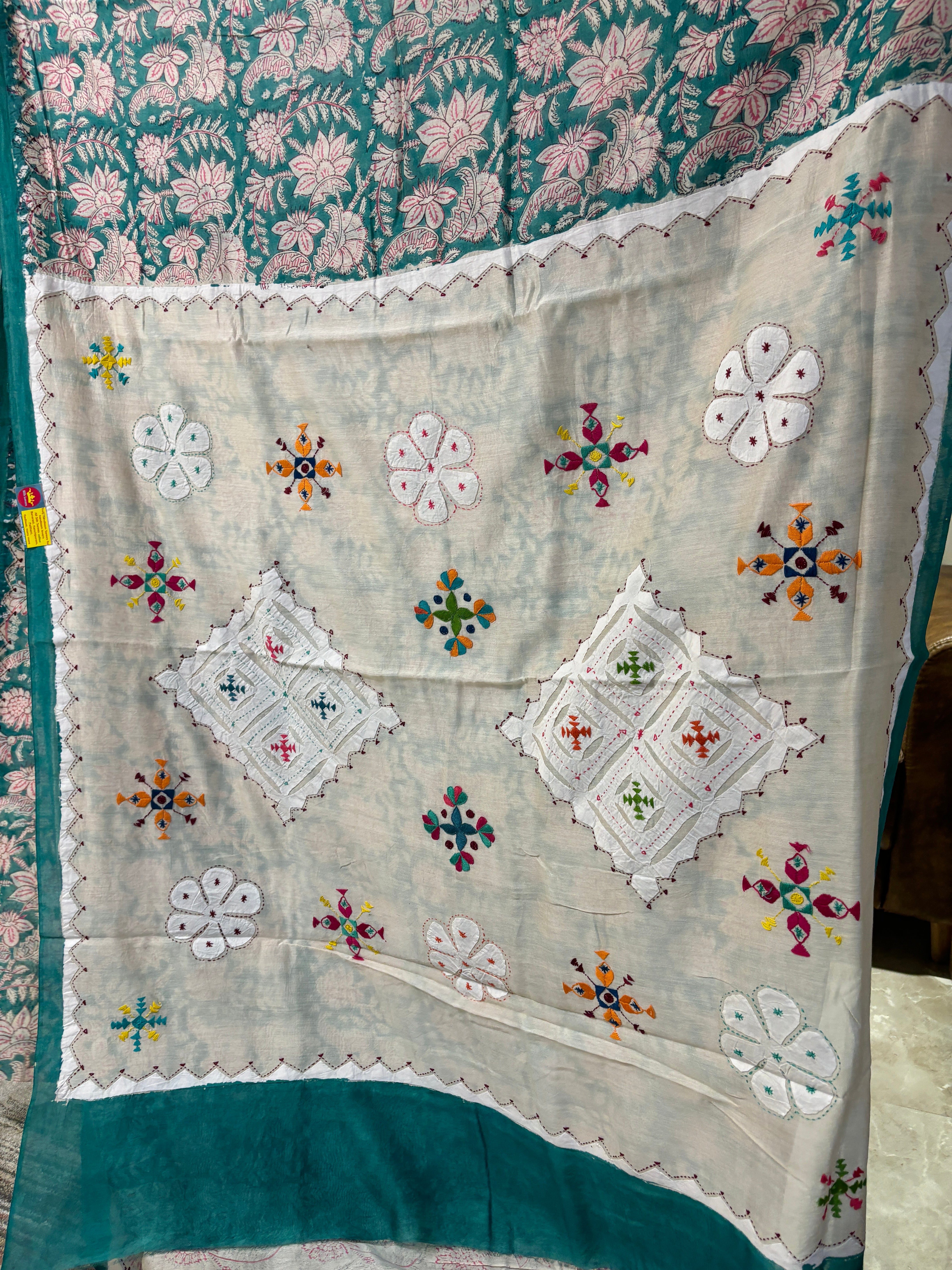 Pure cotton appliqué work saree