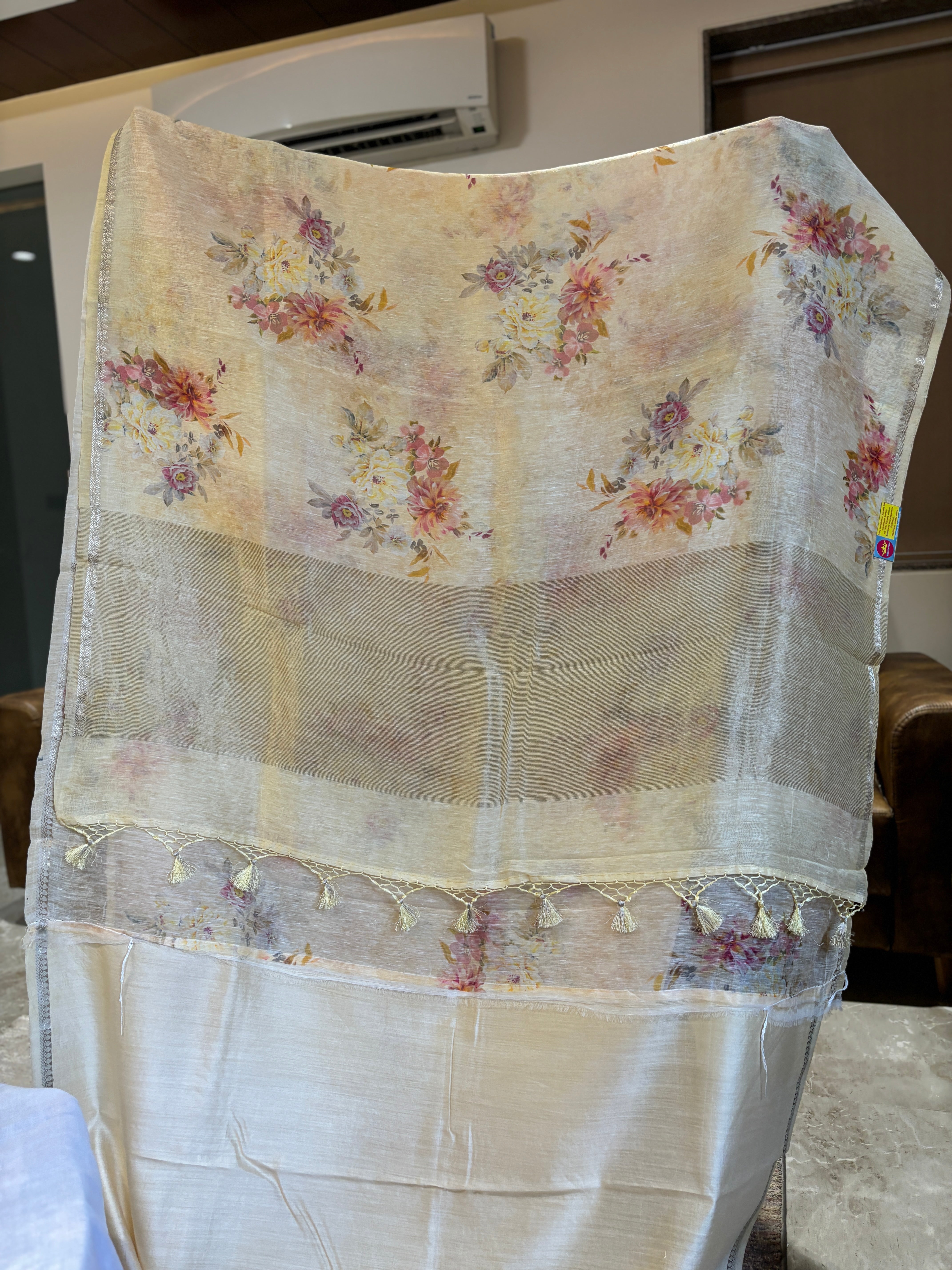 Pure linen silk saree