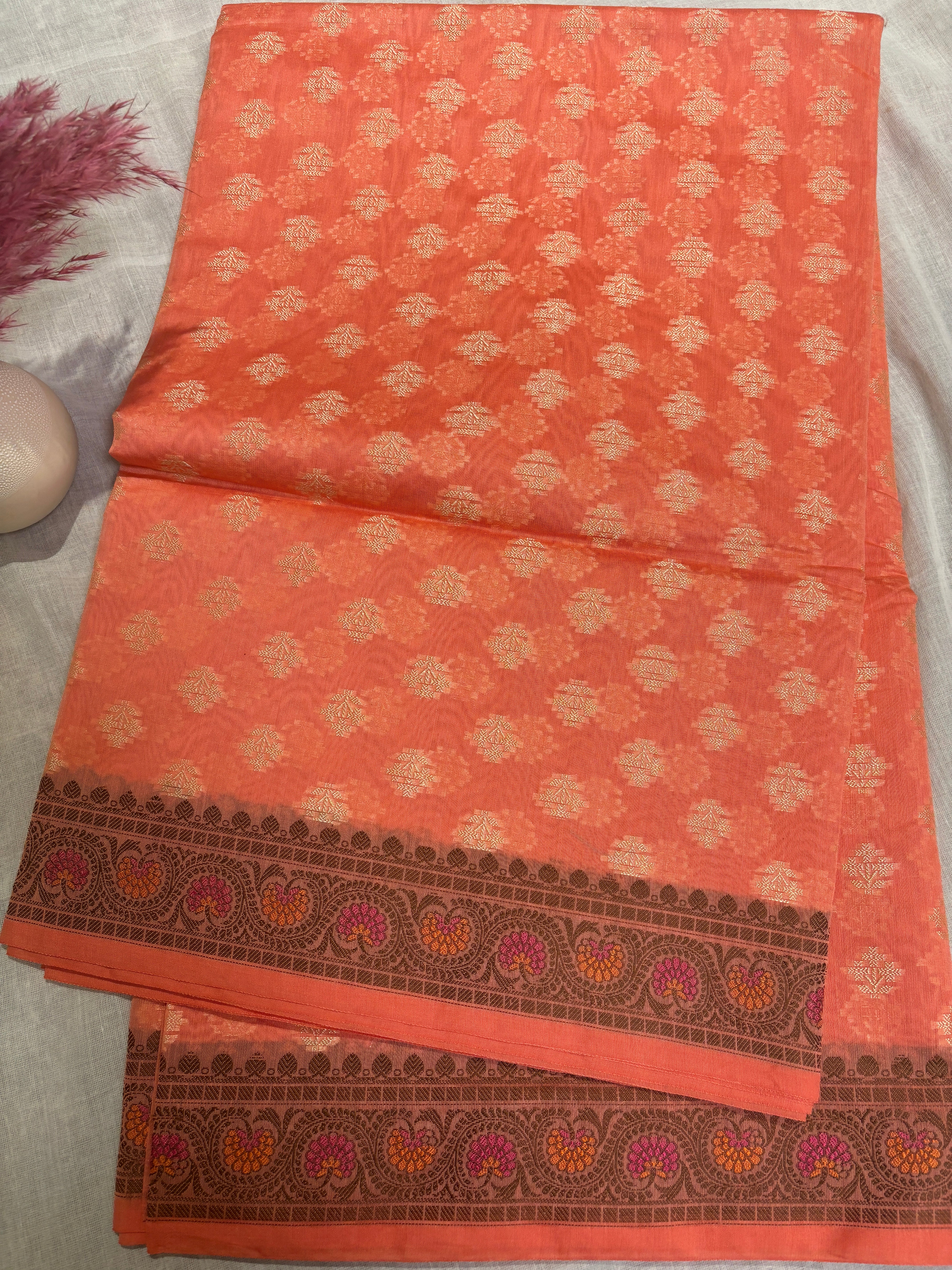 Pink and pink Banarasi mercerised cotton sarees.