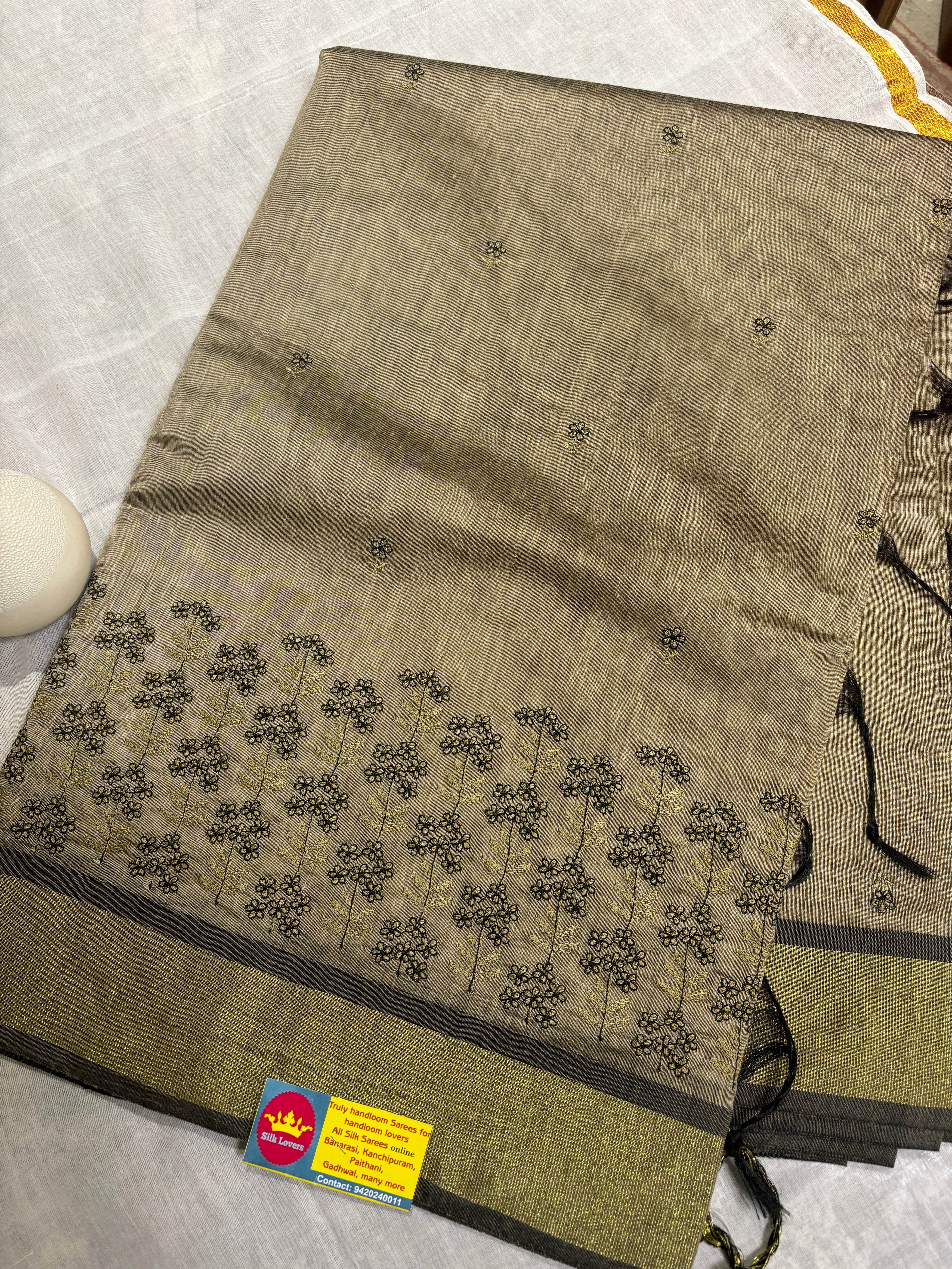 Banarasi cotton embroidery saree