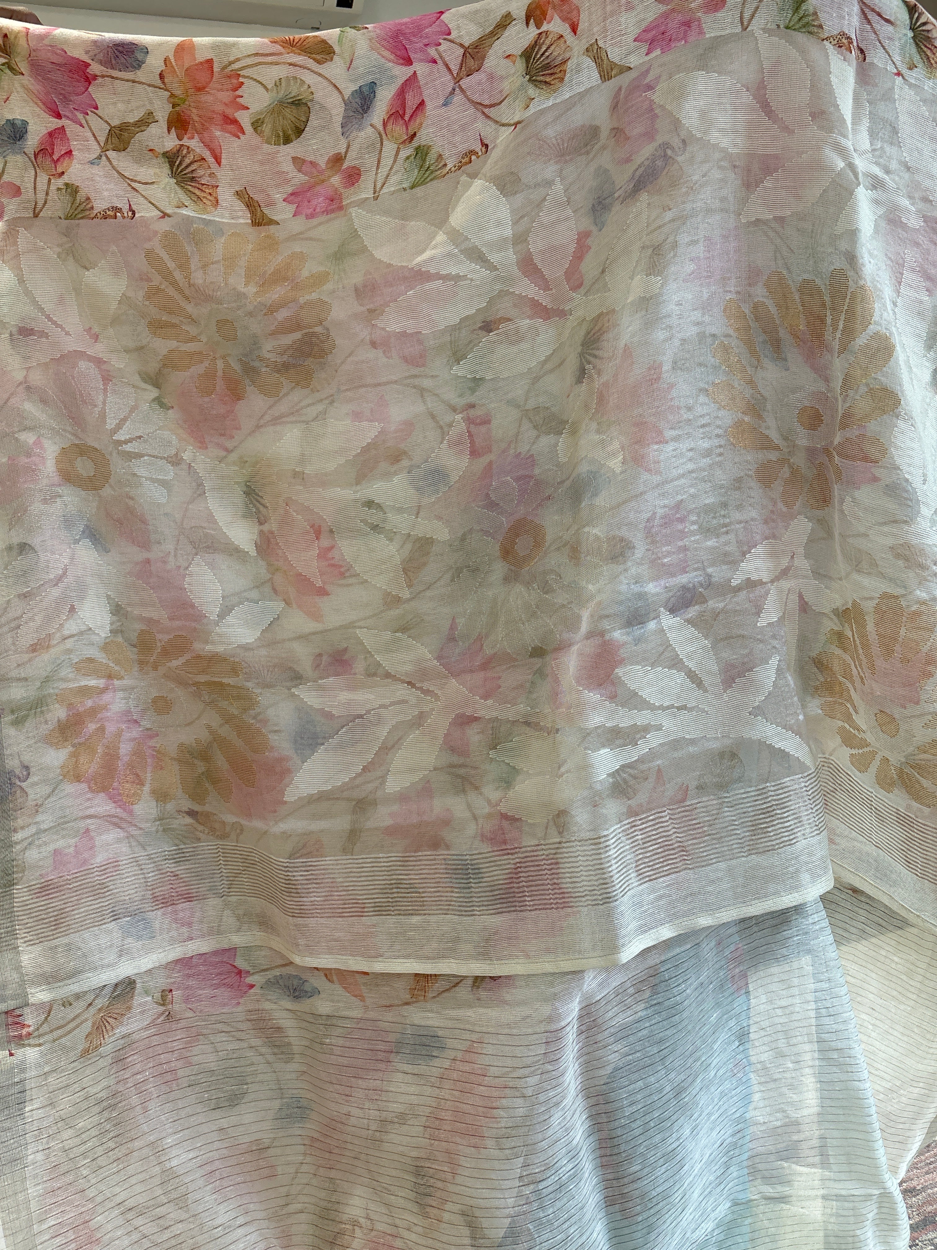 Pure kora linen saree