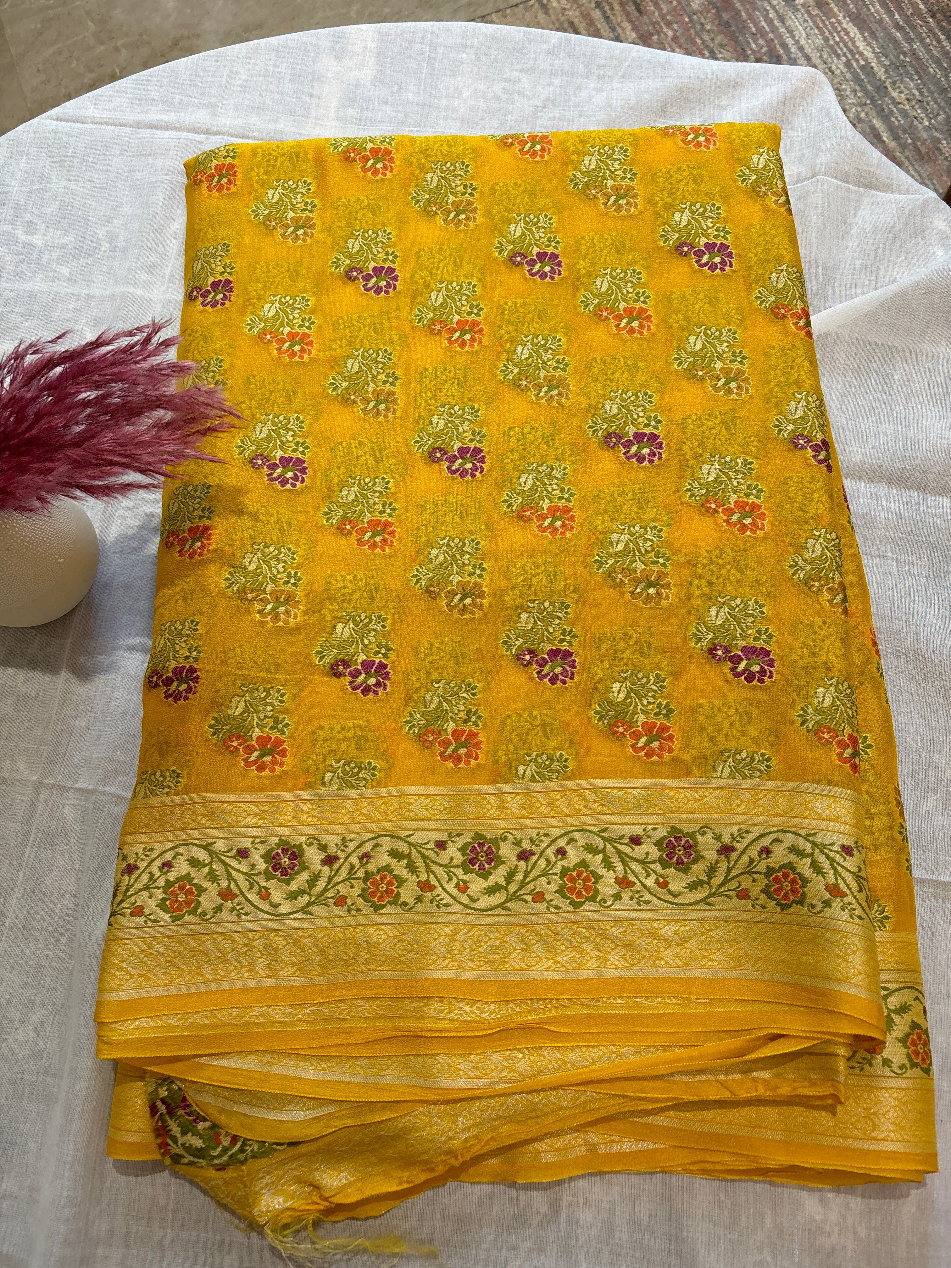 Pure khaddi chiffon saree