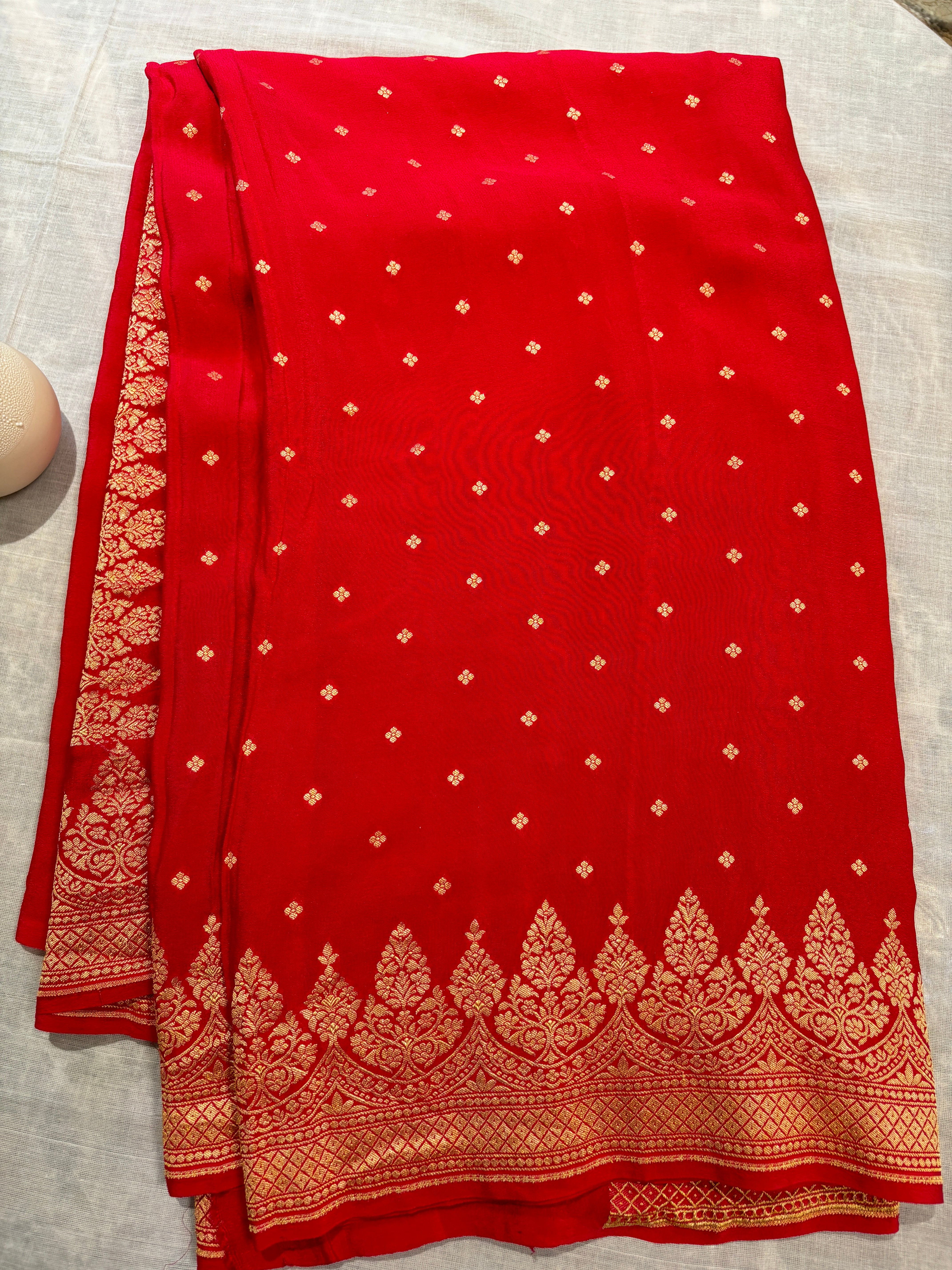 Red khaddi chiffon