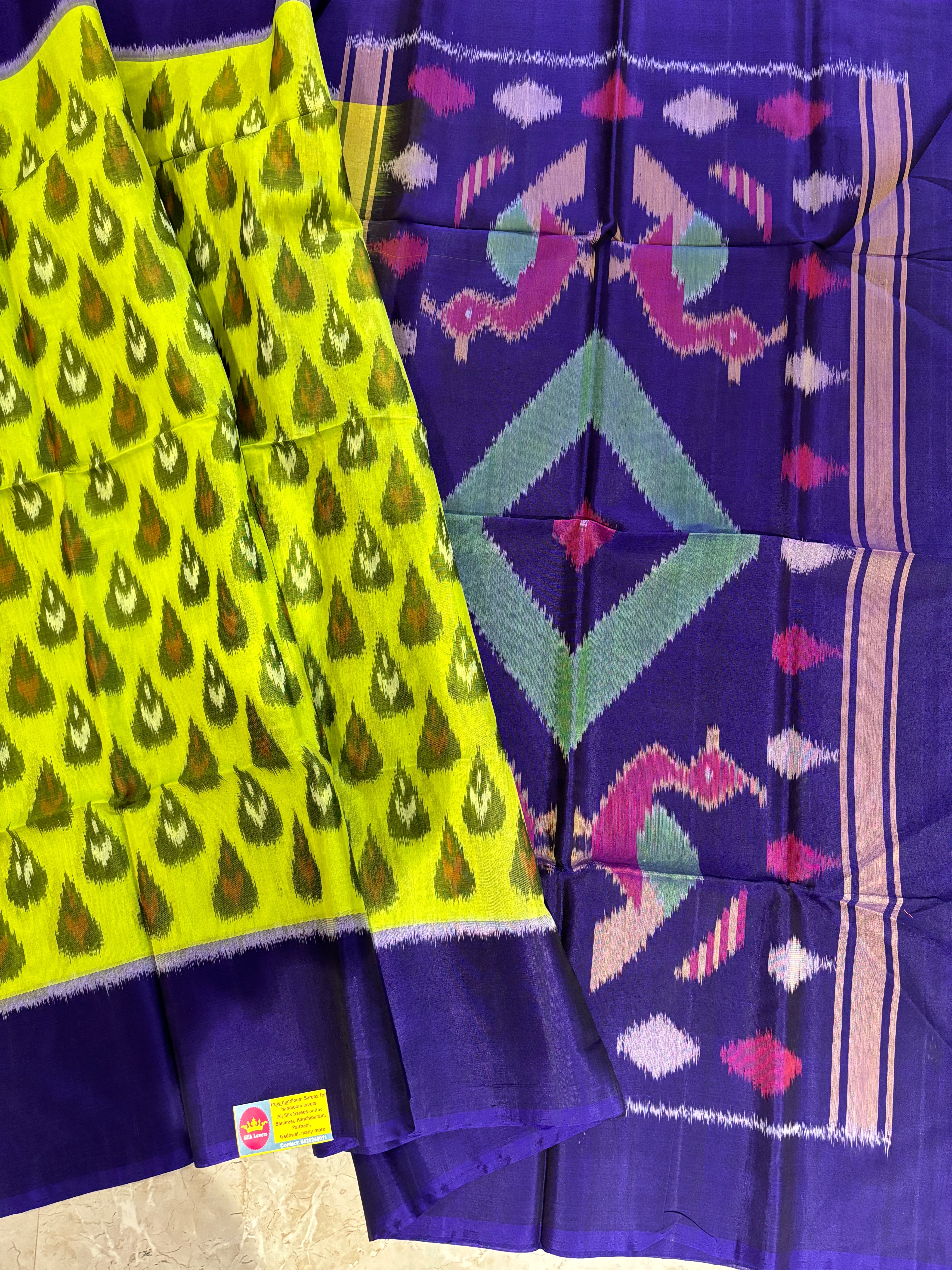 Ikket silk cotton saree