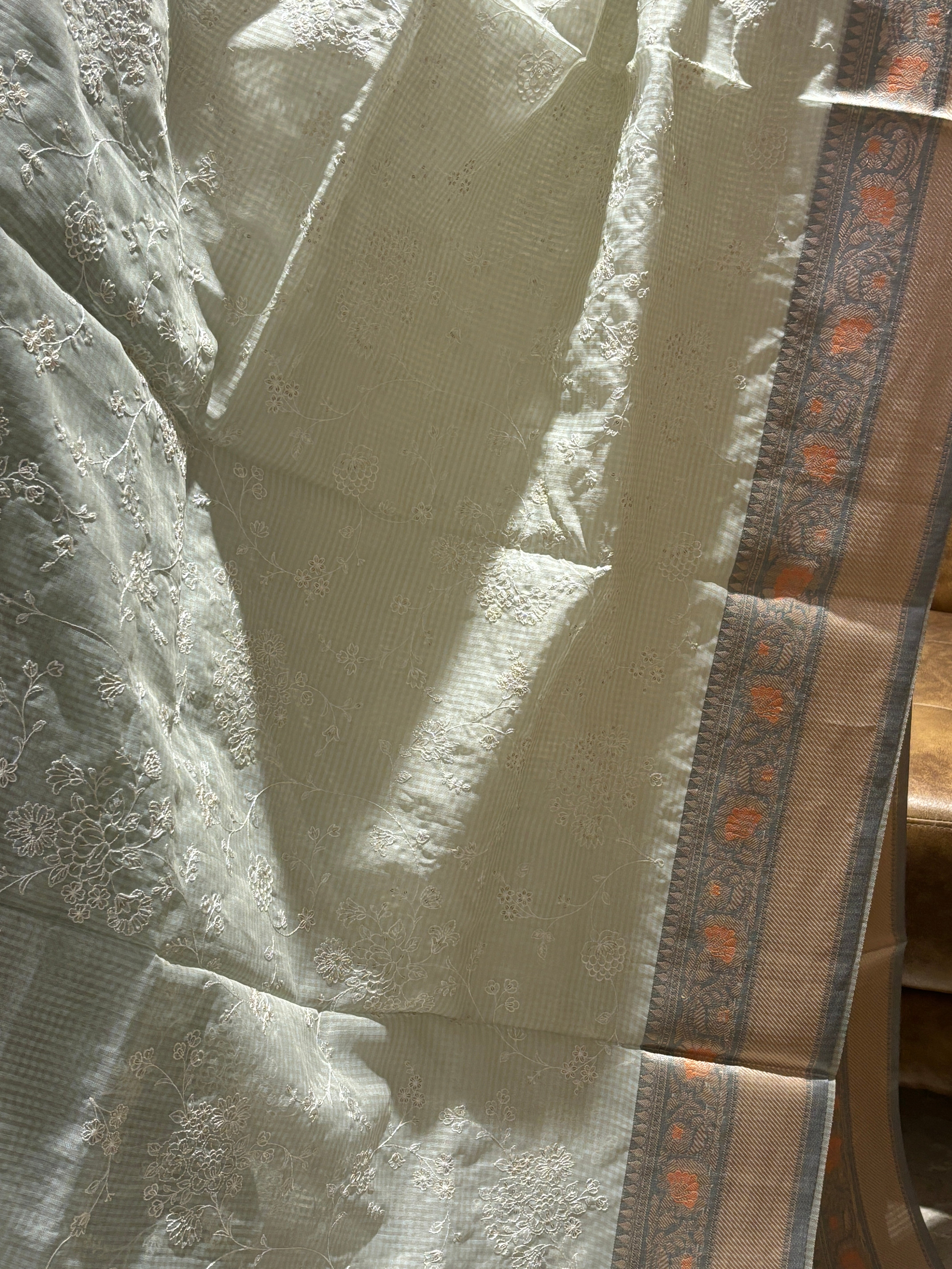 Kota cotton embroidery with Resham border
