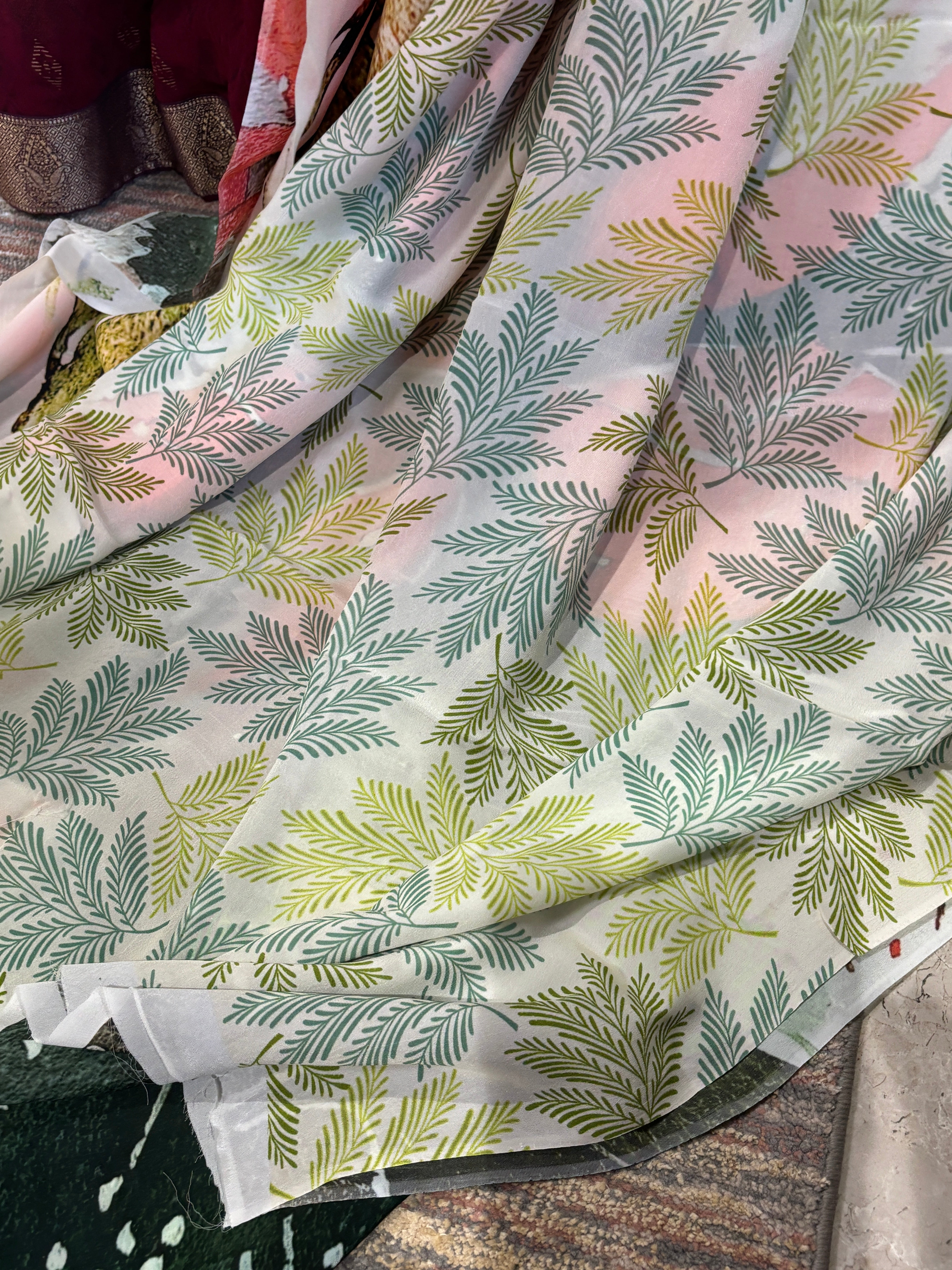 Pure crepe silk digital printed sarees